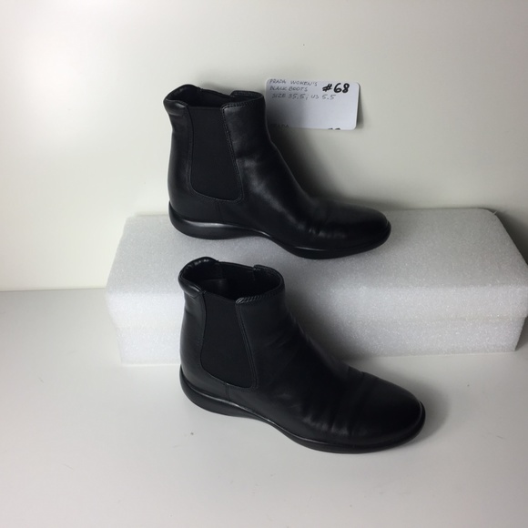 PRADA WOMEN'S BLACK BOOTS SIZE 35.5 US 5.5 - Picture 2 of 16